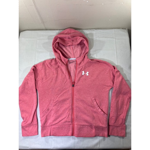 Under Armour Girls Pink Full Zip Hoodie Jacket YXL Youth ColdGear - Picture 1 of 6